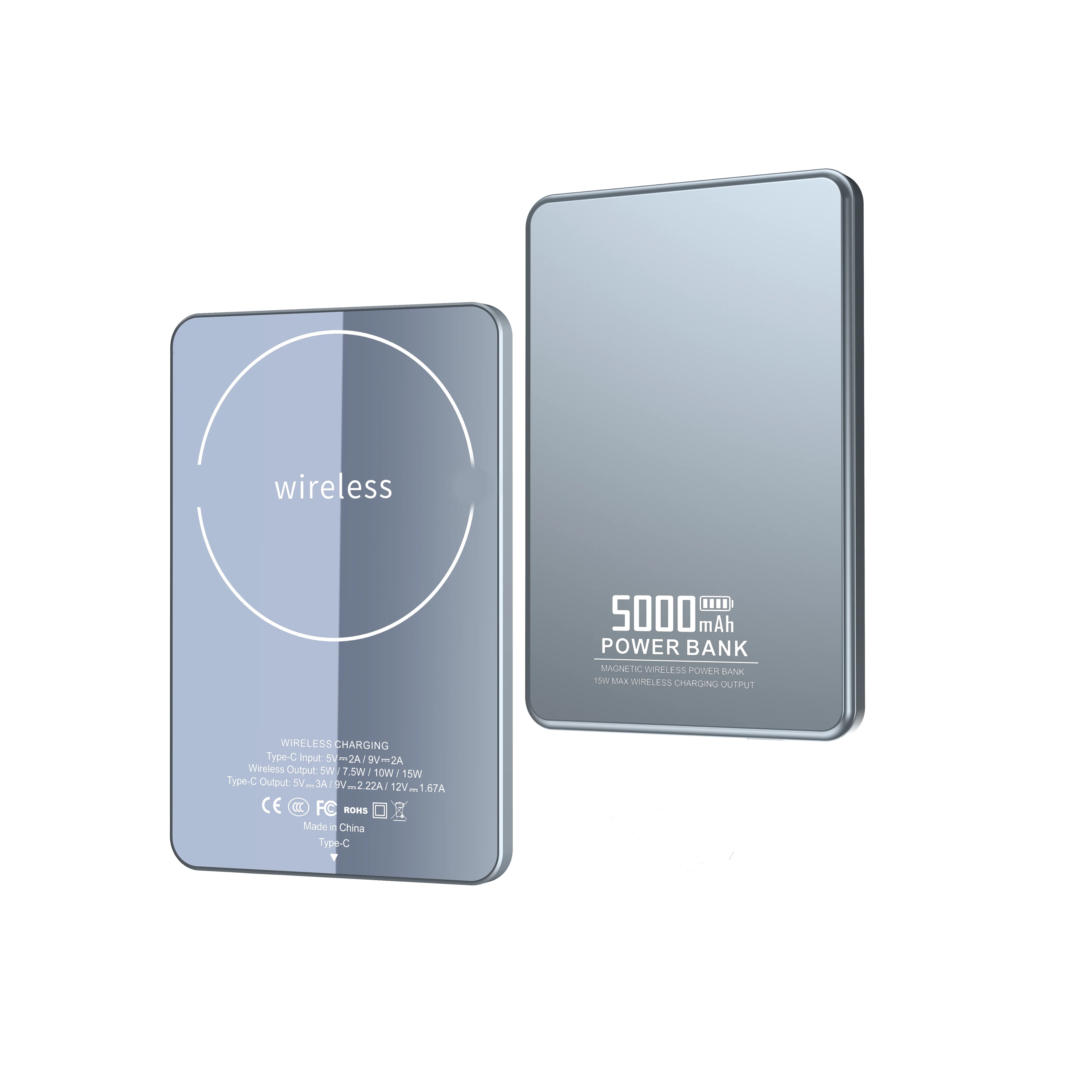 5000mAh Magnetic Wireless Power Bank with Lamp Display – 15W/20W Fast Charging, Slim Aluminum Alloy Fiberglass product image 3