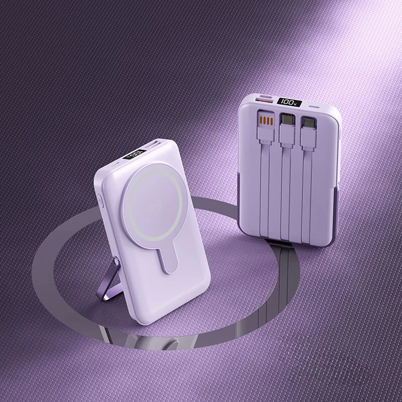 10000mAh Magnetic Power Bank with LED Display and Foldable Stand, 3-in-1 Wireless Charger for iPhone 15/16/17/18, Watch, and Earphones product image 2