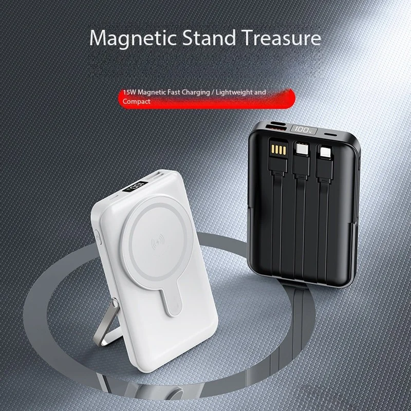 10000mAh Magnetic Power Bank with LED Display and Foldable Stand, 3-in-1 Wireless Charger for iPhone 15/16/17/18, Watch, and Earphones product image 6
