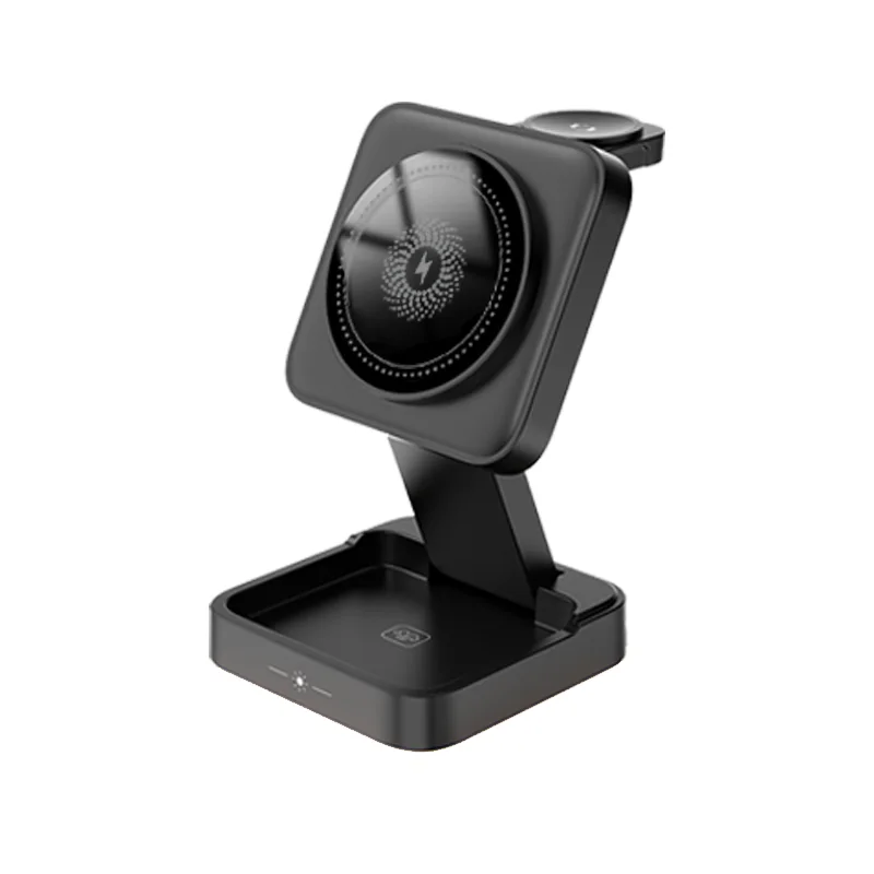 3-in-1 Foldable Wireless Magnetic Charger Station with Night Lamp for Phone, Watch, and Earphones – Model LHT-69