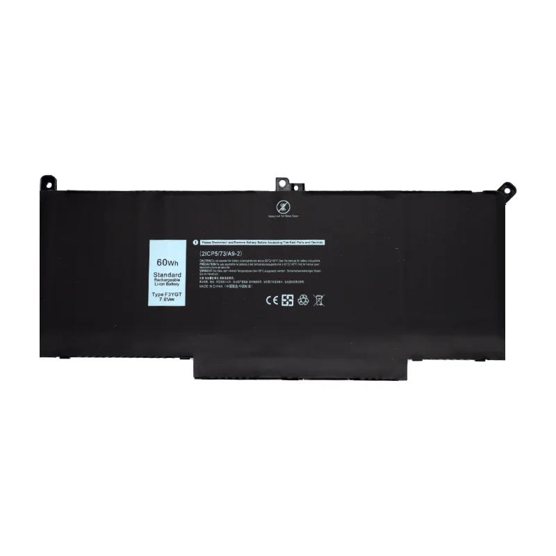 7.6V F3YGT Laptop Battery Pack 60Wh Li-ion Rechargeable for Dell Latitude 12 7280 7290 13 7380 7390 P29S002