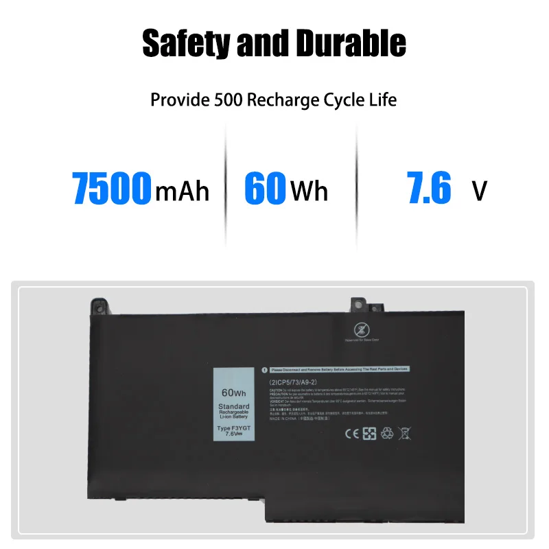 7.6V F3YGT Laptop Battery Pack 60Wh Li-ion Rechargeable for Dell Latitude 12 7280 7290 13 7380 7390 P29S002 product image 3