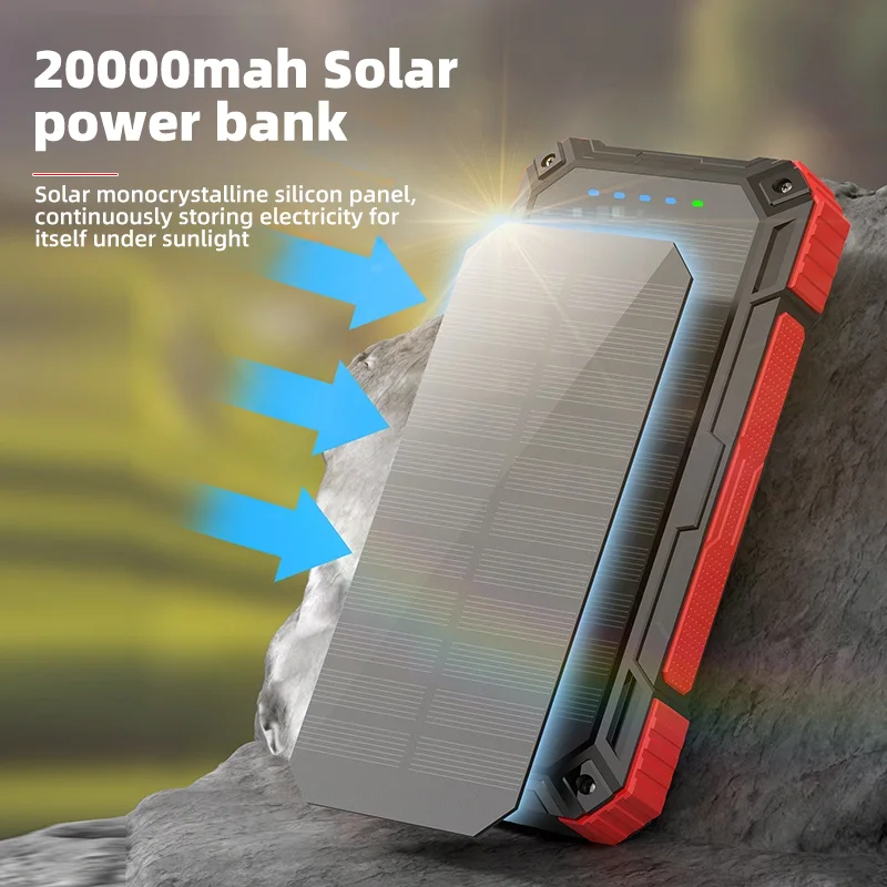 20000mAh Solar Power Bank with Dual USB and Flashlight for Outdoor Use product image 3