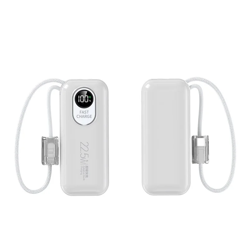 5000mAh Mini Power Bank 22.5W Fast Charging with Built-in Type-C Cable and LED Display product image 2