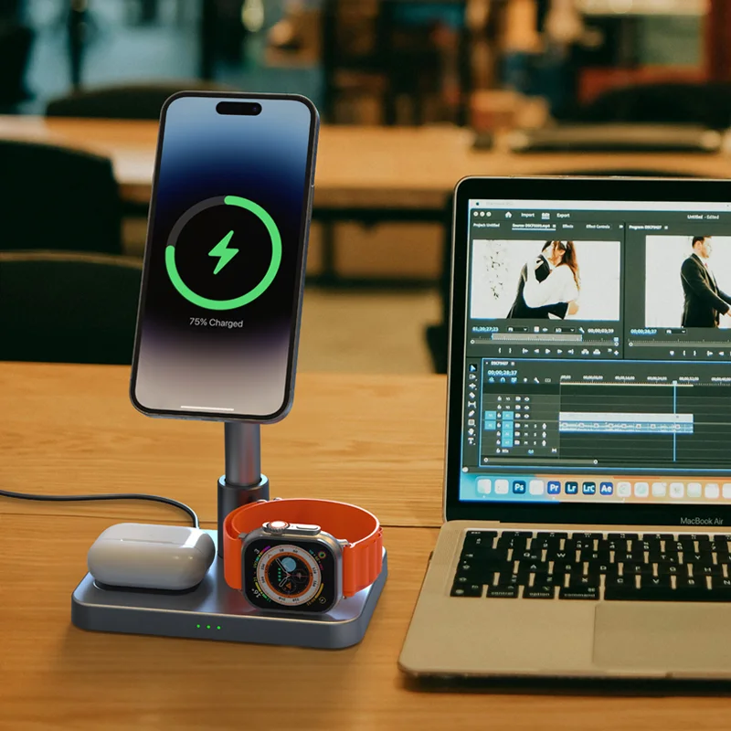 Mackertop S6 3-in-1 Magnetic Wireless Charger – 15W Fast Charging for Phone, Watch, Earphones product image 2