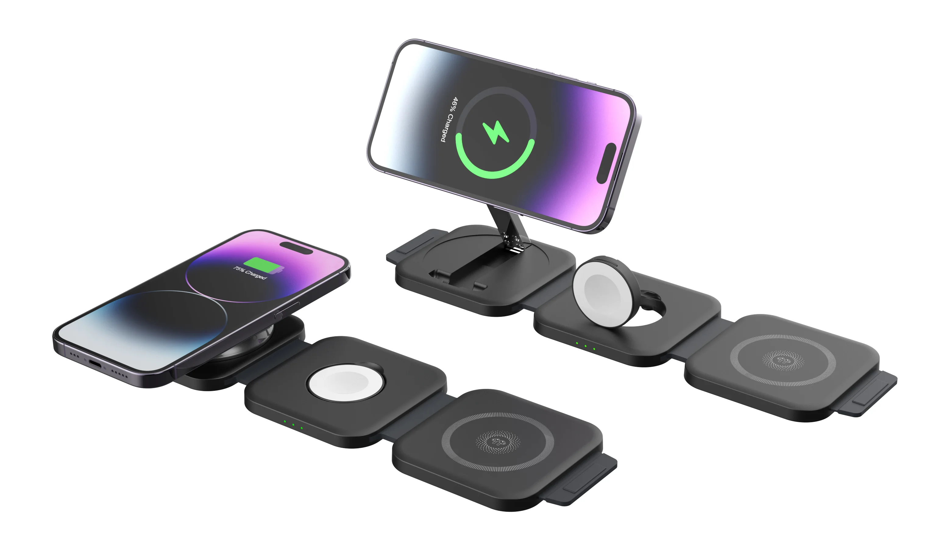 Mackertop H21 3-in-1 Foldable Magnetic Wireless Charging Station, 15W Max, Type-C Input, for iPhone, AirPods, Smart Watch product image 2