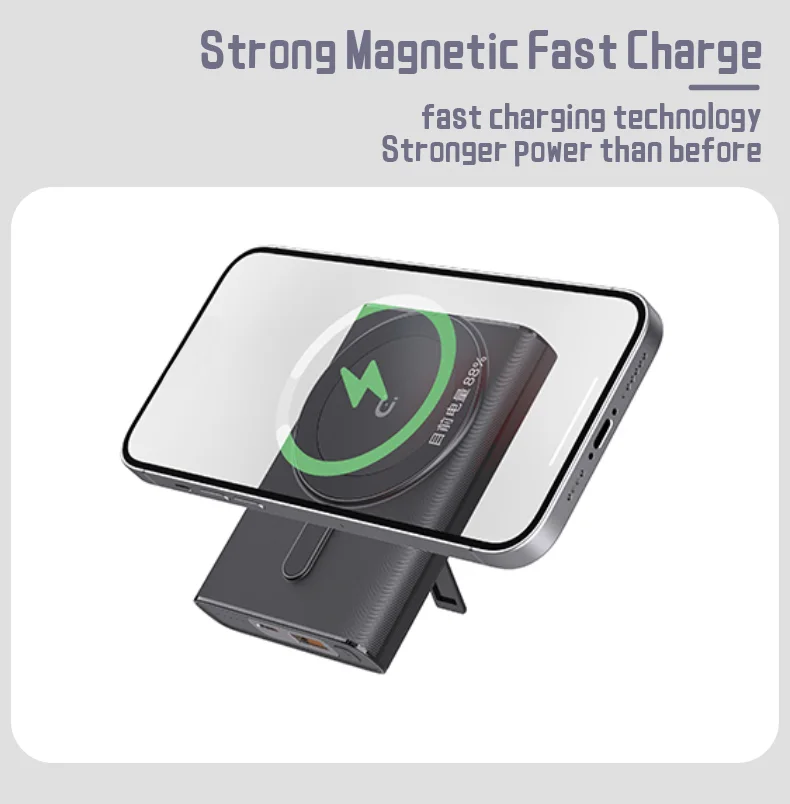 Mini 2 in 1 10000mAh Magnetic Wireless Power Bank with Mobile Holder 15W Fast Charging product image 6