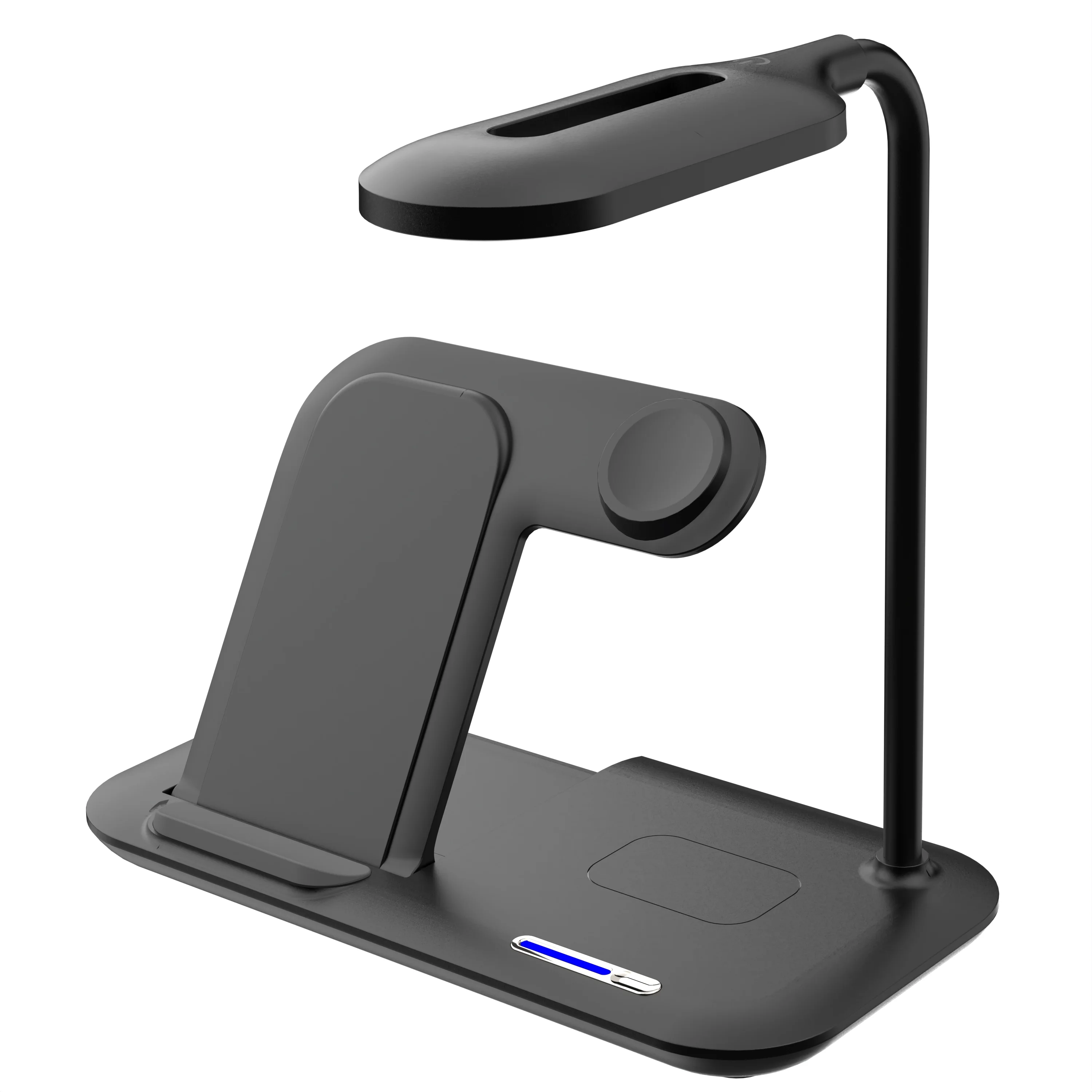 T60 Folding Stand 5-in-1 Wireless Charger with LED Desk Light – 15W Fast Charging Station for Phone, Watch, and Earphones
