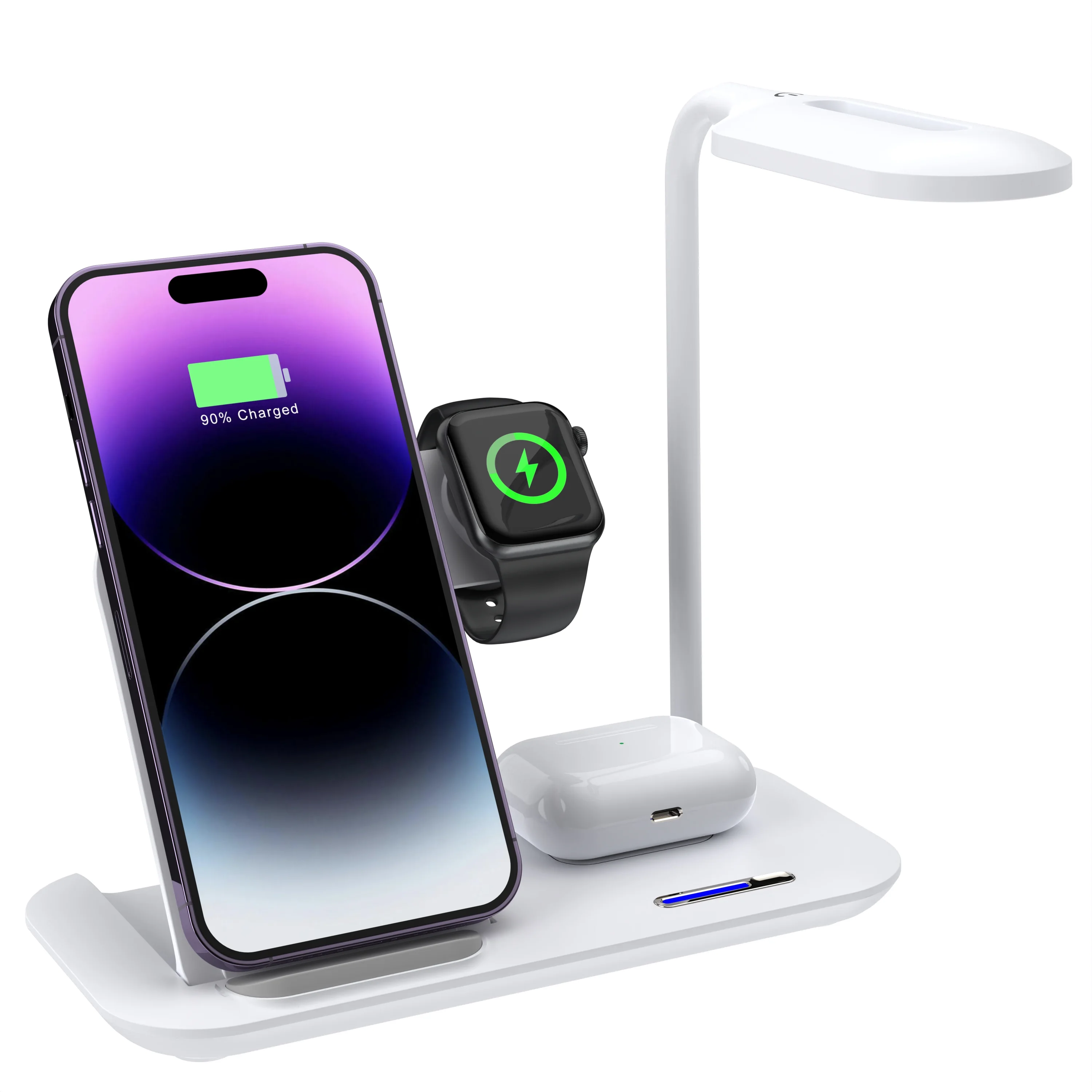 T60 Folding Stand 5-in-1 Wireless Charger with LED Desk Light – 15W Fast Charging Station for Phone, Watch, and Earphones product image 3