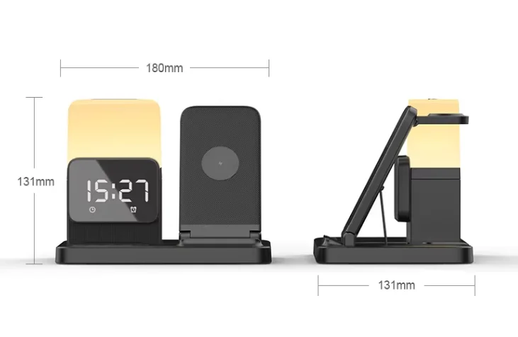 6-in-1 Wireless Charger with Alarm Clock and LED Lamp, 2.5W Output for Smart Watch and Earphone product image 6