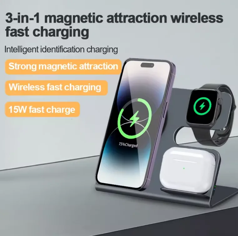 Mackertop SOD-119 3-in-1 Magnetic Wireless Charging Station, 15W Max, Aluminum Alloy product image 6