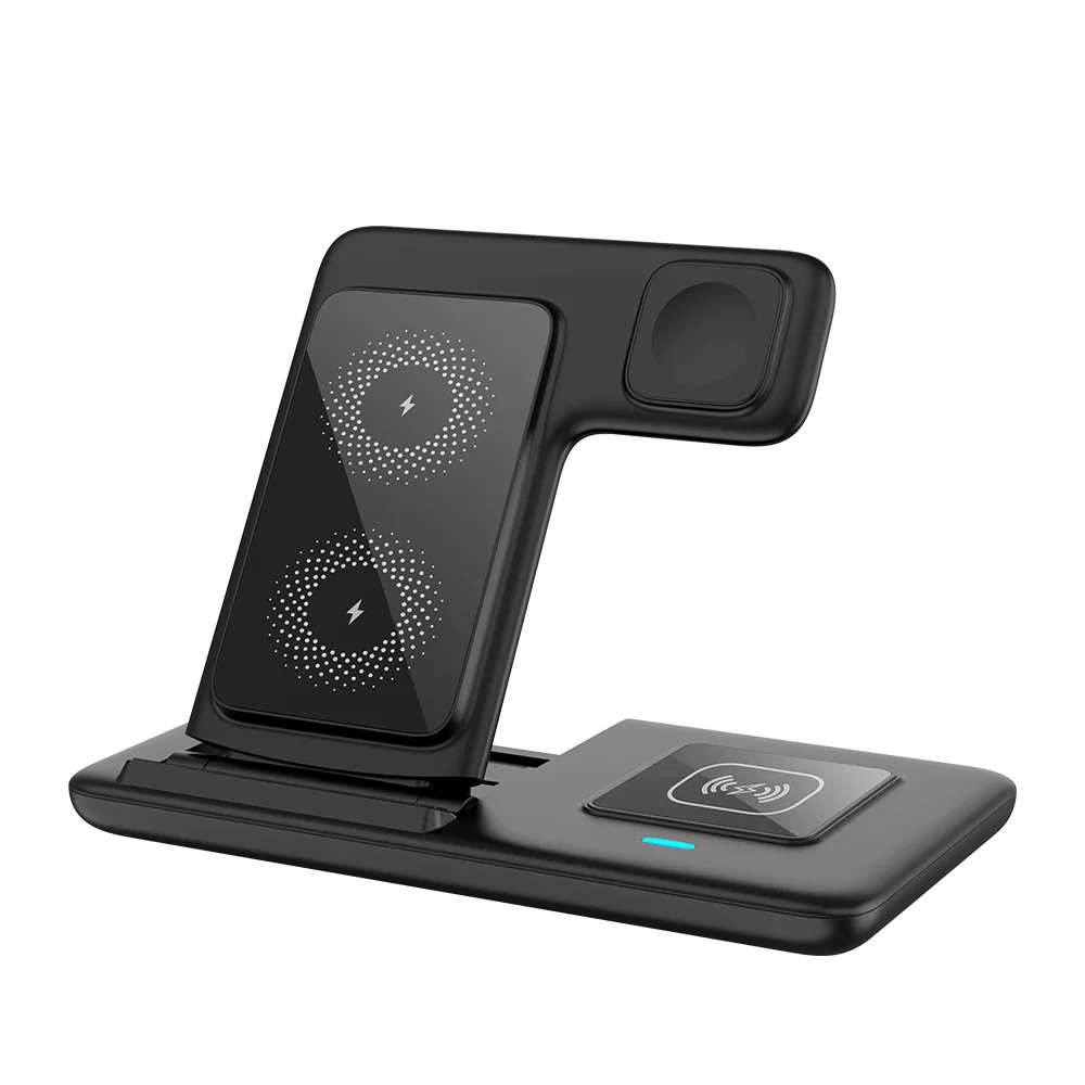 Mackertop SBT-Z11 3-in-1 Foldable Wireless Charging Station – 15W Fast Charger for Phone, Earbuds, and Watch