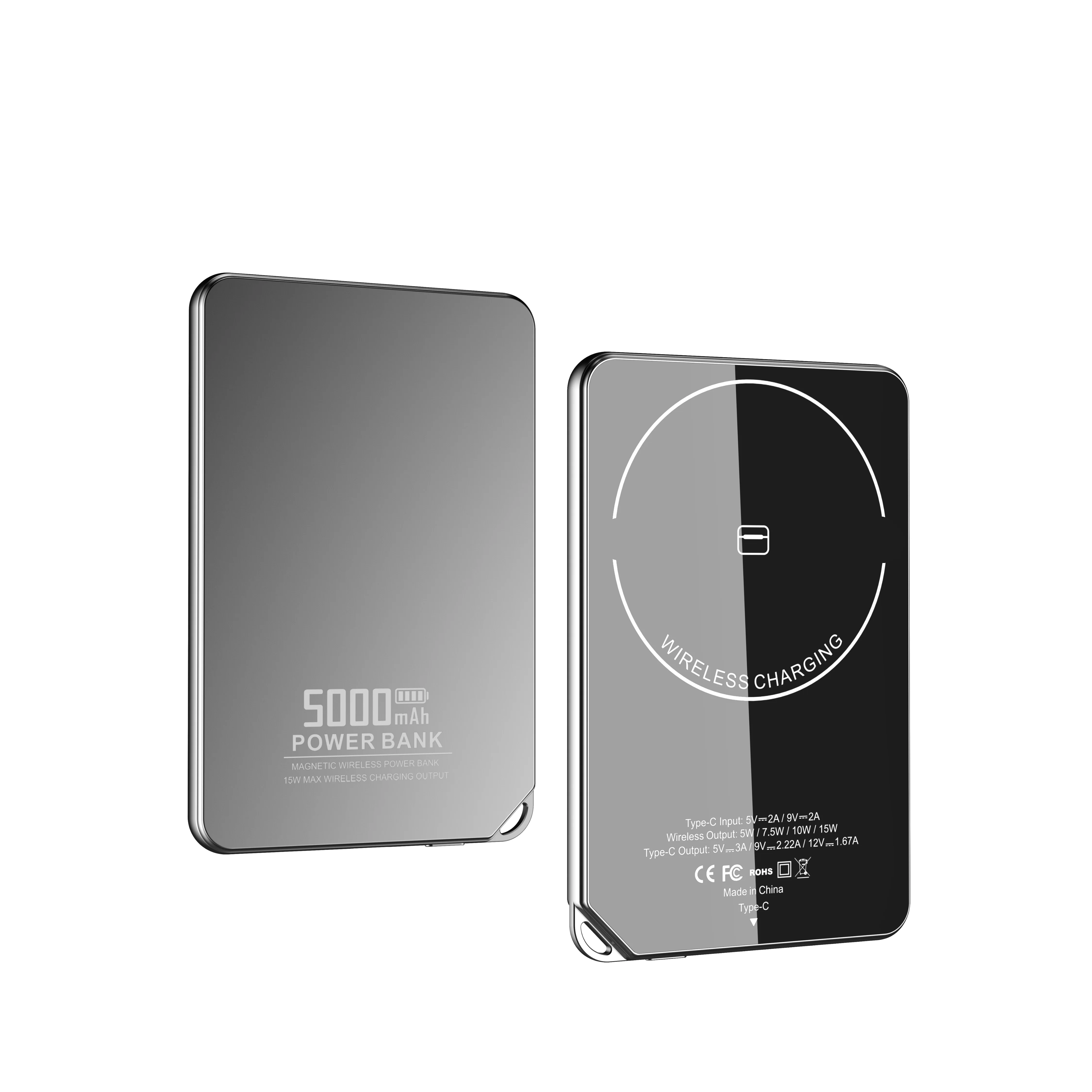 Private CNC 7.3mm Super Slim Aluminum Alloy Glass 5000mAh Magnetic Wireless Power Bank with Power Display for Phone Earphone product image 2
