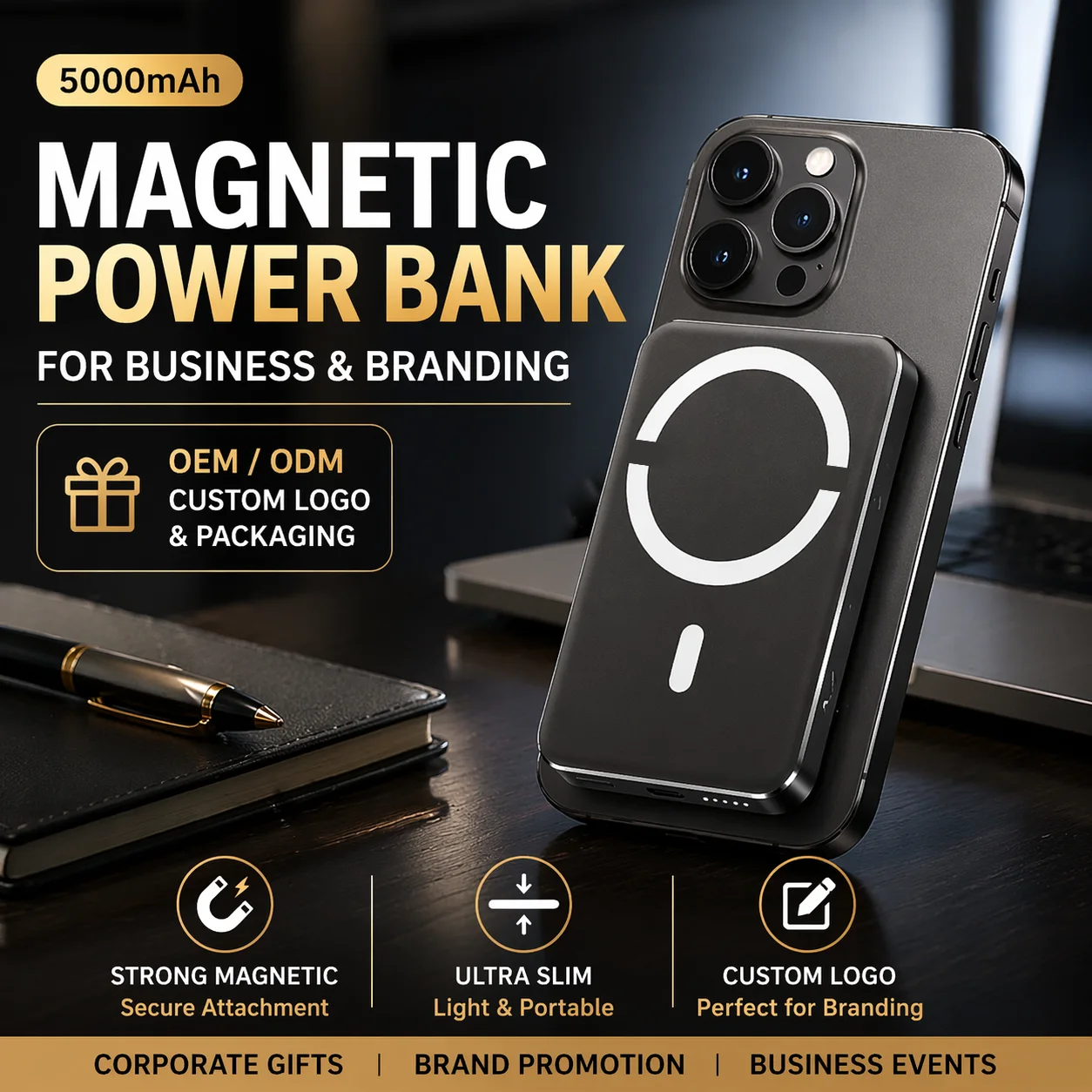 9mm 5000mAh Magnetic Power Bank with CE/UN38.3/MSDS Certifications – Ultra-Thin Aluminum Alloy for OEM/ODM Resale product image 3