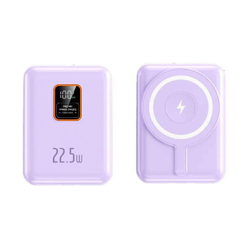 10000mAh Magnetic Power Bank with LED Display, Built-in 2 Cables (Type-C & iPhone), Custom Logo product image 5