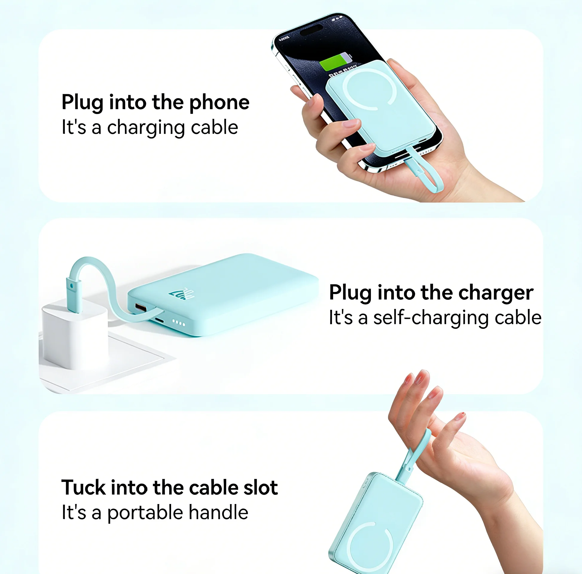 10000mAh Mini Wireless Magnetic Power Bank PD22.5W with Cable for iPhone product image 2