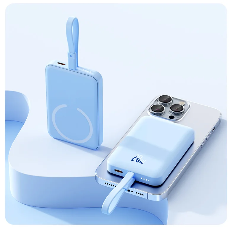 10000mAh Mini Wireless Magnetic Power Bank PD22.5W with Cable for iPhone product image 4