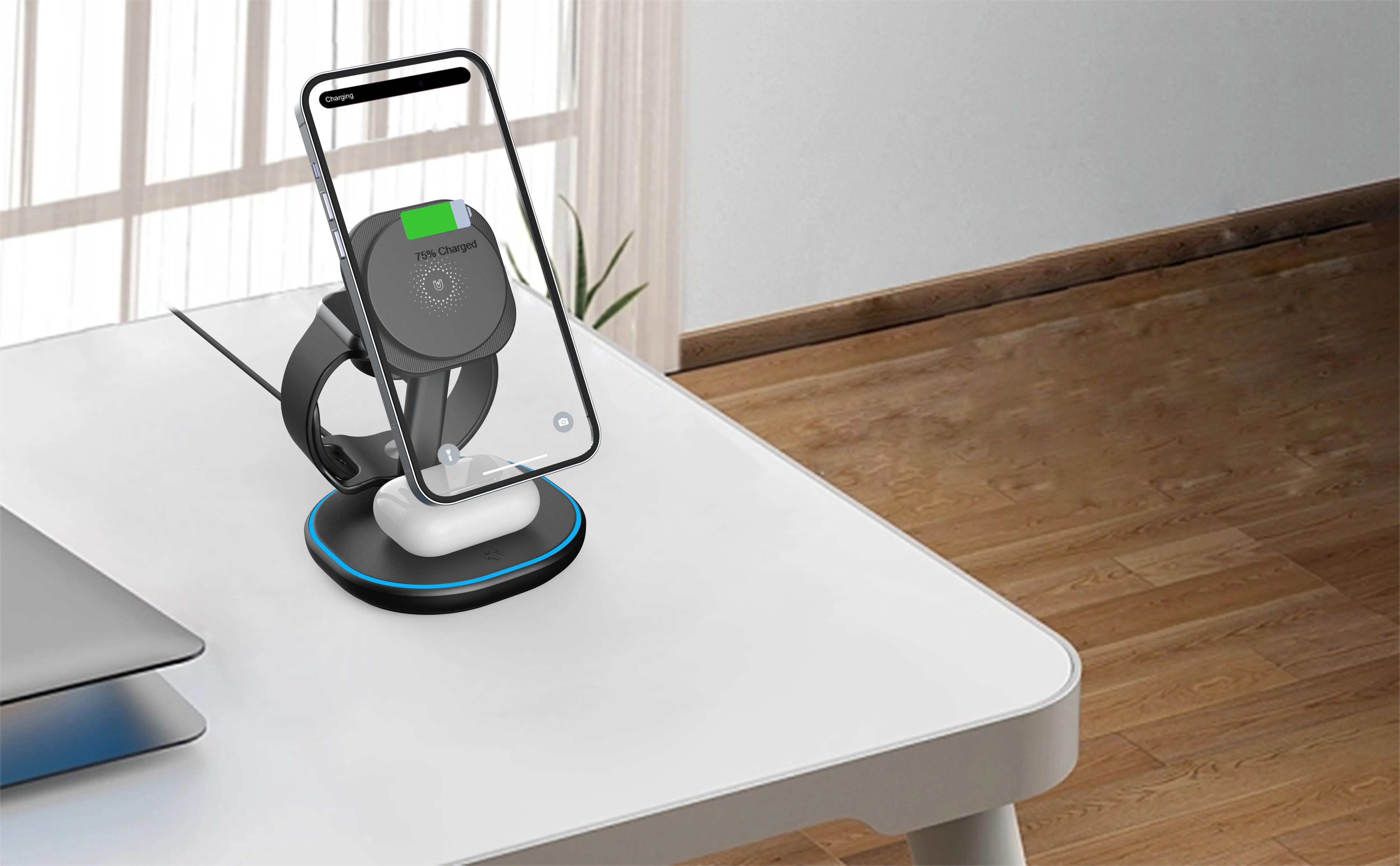 Z27 3-in-1 Foldable Wireless Charger – 15W Fast Magnetic Charging for Phone, Watch, Earphones product image 6