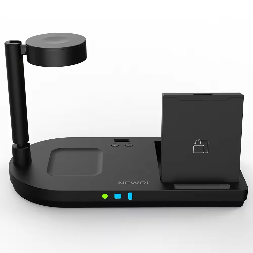 Mackertop F5 3-in-1 Magnetic Wireless Charging Station – 15W Fast Charger for Phone, Earphone, and Smart Watch