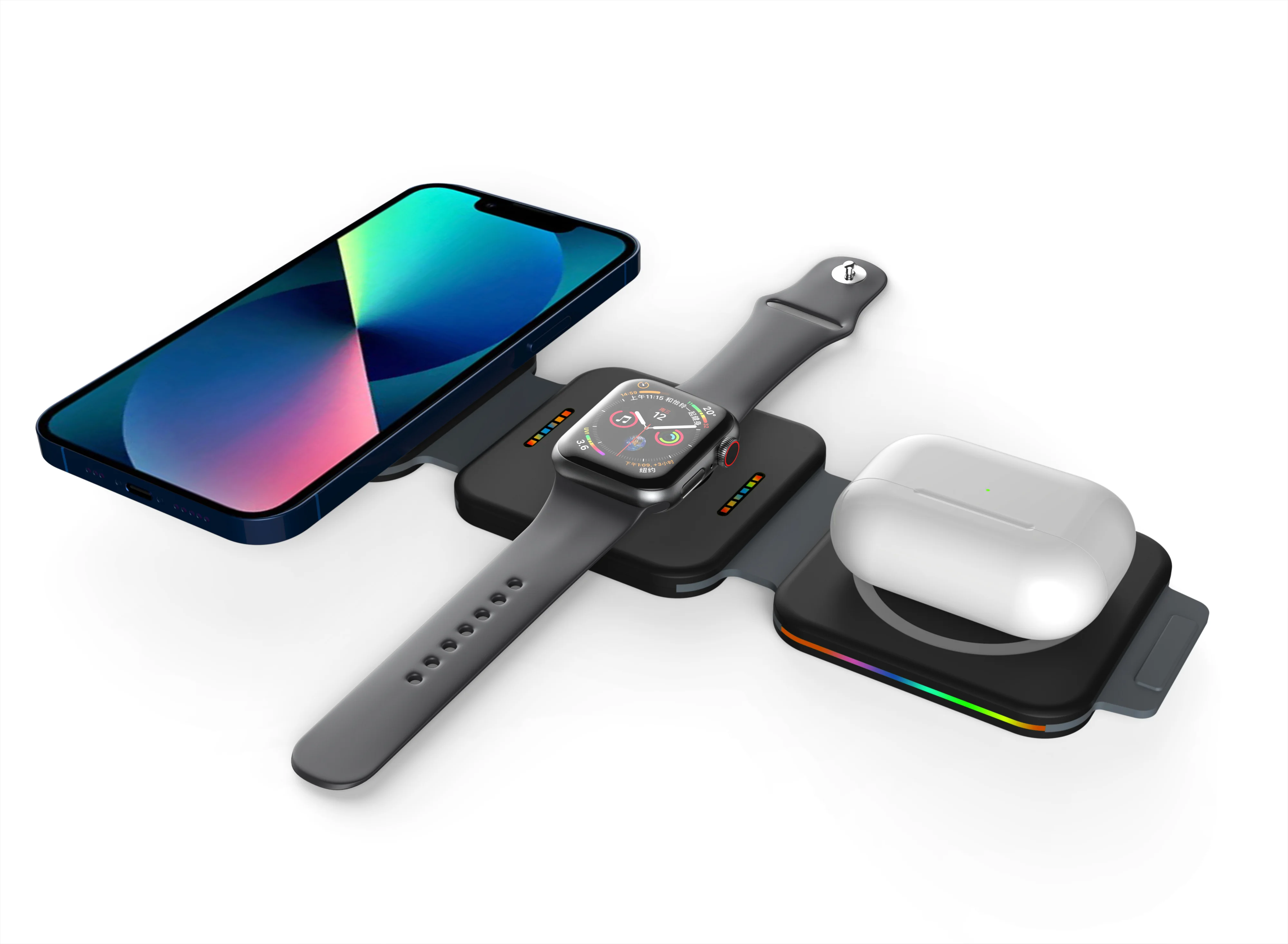Mackertop F21 3-in-1 Foldable Wireless Charger – 15W Fast Charging for iPhone, Watch, and Earphones product image 2