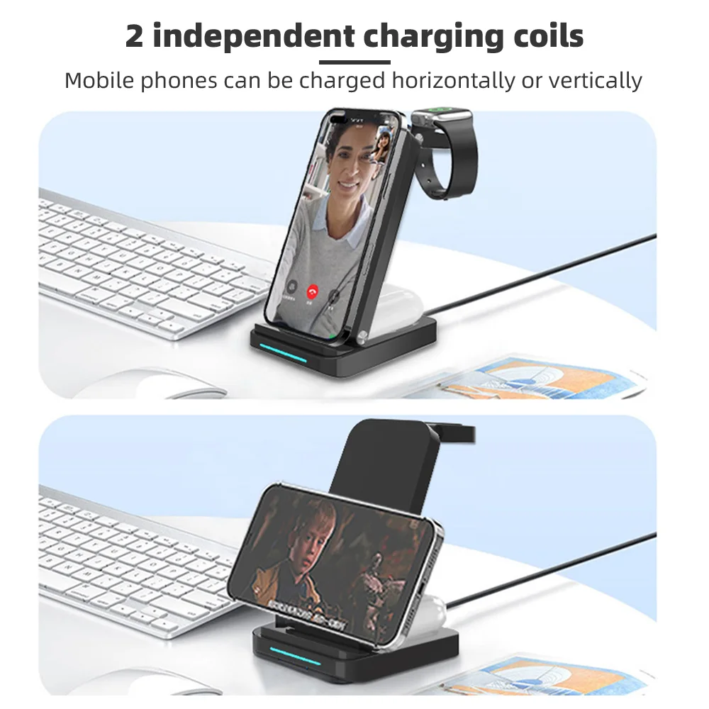 15W Foldable 3-in-1 Wireless Charging Station with Magnetic Alignment – Model SBT-S90 product image 5