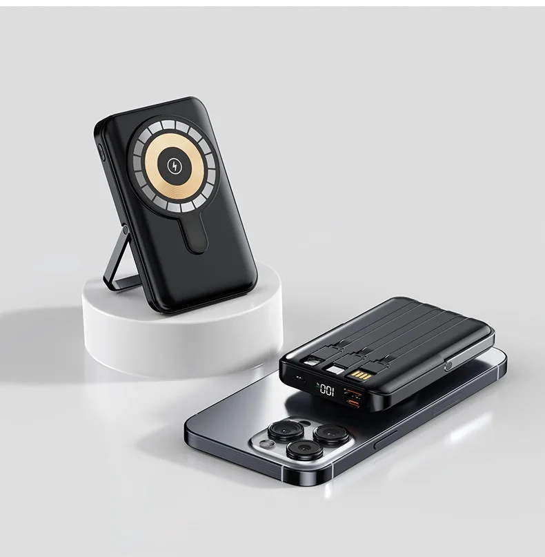10000mAh Mini Wireless Power Bank with LED Display and Built-in Cables product image 6