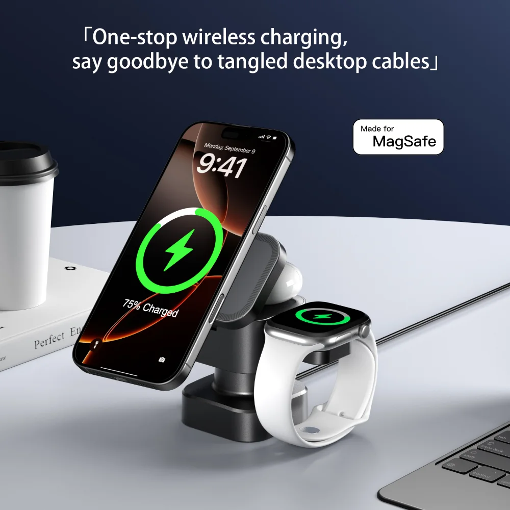 Mackertop 4-in-1 Magnetic Wireless Charging Station, 15W, ABS+PC, Multi-Device Charger for Home Use product image 4