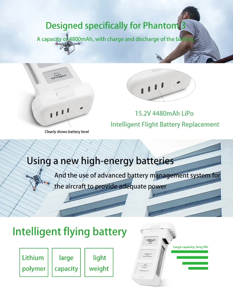 15.2V 4480mAh Intelligent Flight LiPo Battery for DJI Phantom 3 product image 2