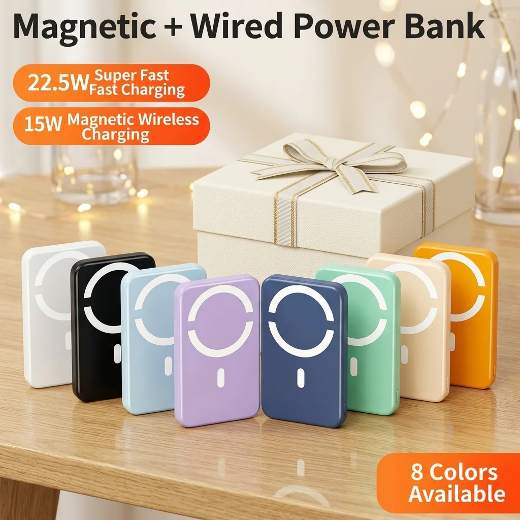 10000mAh Magnetic Power Bank with LED Display, USB-C & Wireless Output for Wholesale product image 6